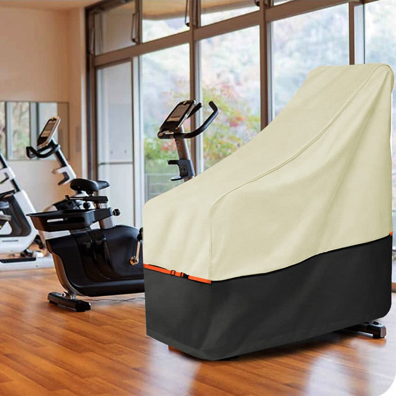 Aaaspark Exercise Bike Cover Waterproof â€“ Heavy Duty Oxford Indoor/Outdoor Stationary Bike Protector, Beige Grey Two-Tone Design, Dustproof Fit for Upright & Spin Bikes up to 48.8"L x 22.8"W x 46"H - Image 5